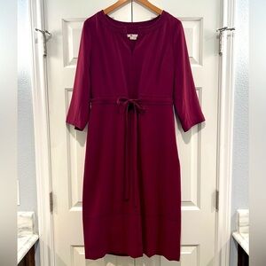 NWOT Boden Maroon dress w Navy stitch accent US Sz 12 /Reg length. (UK sz 16)